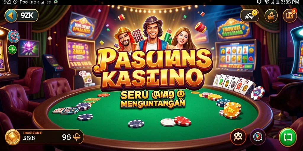 Gameplay seru 9ZK dengan berbagai permainan Kasino yang mendebarkan.