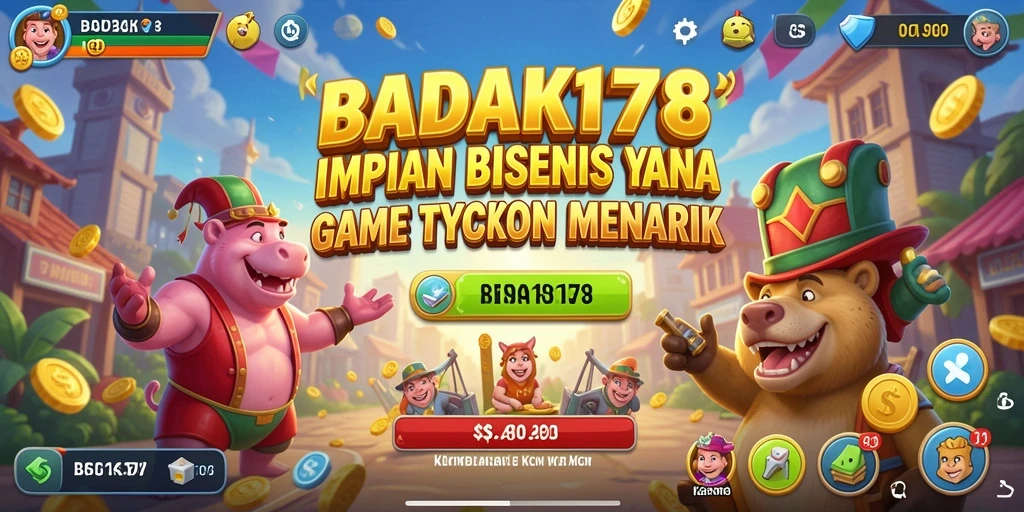 Tampilan gameplay <strong>BADAK178</strong> yang menampilkan manajemen bisnis yang seru.