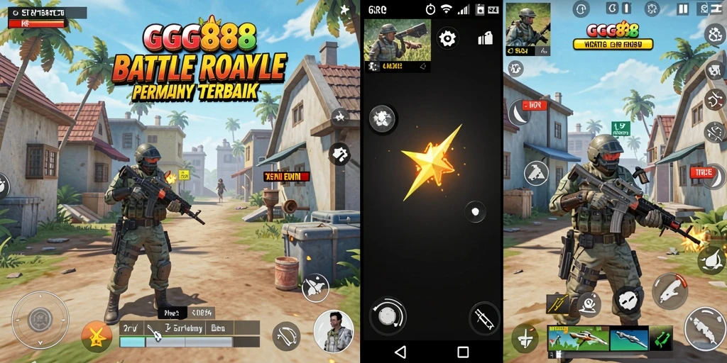 Tangkapan layar menampilkan aksi seru dalam gameplay Battle Royale GGG888.
