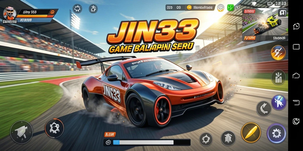 Tampilan utama gameplay JIN33 dengan balapan yang menegangkan.