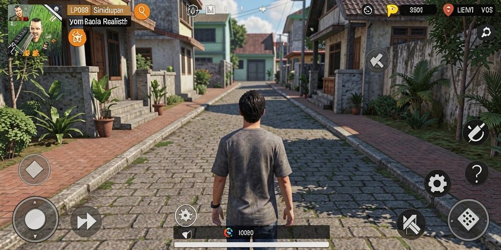 Screenshot gameplay LPO88 yang menunjukkan aksi karakter dalam simulasi kehidupan.