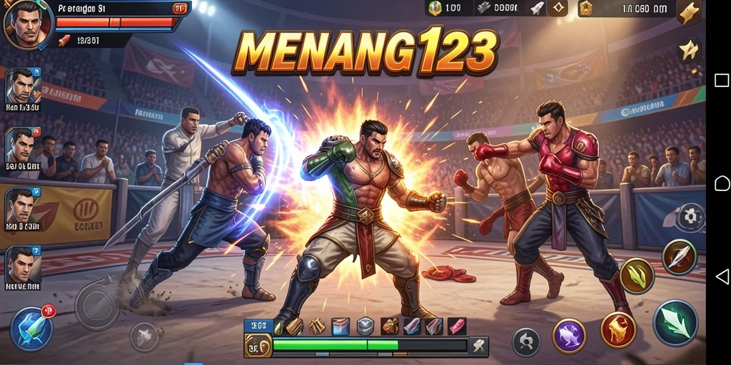 Tangkapan layar gameplay MENANG123 menampilkan pertarungan yang intens.