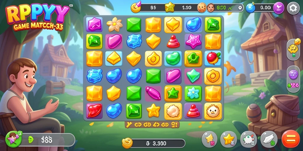 Screenshot gameplay RPYYY menampilkan kombinasi warna-warni yang menarik.